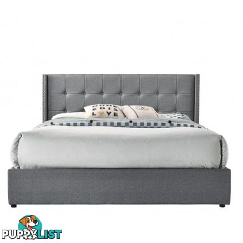 Queen Sized Winged Fabric Bed Frame with Gas Lift Storage - Artiss - 4326500454850