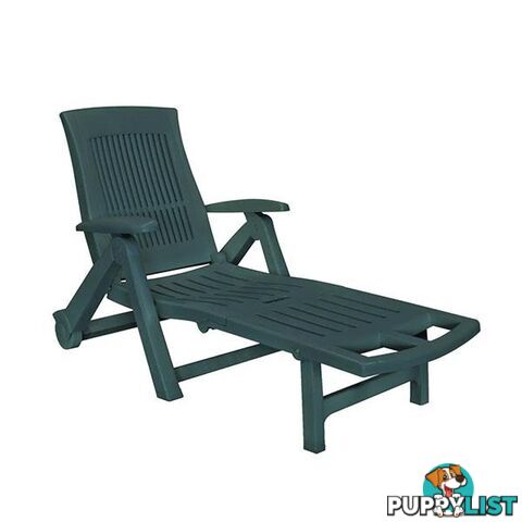 Sun Lounger With Footrest Plastic Green - Unbranded - 8718475570578