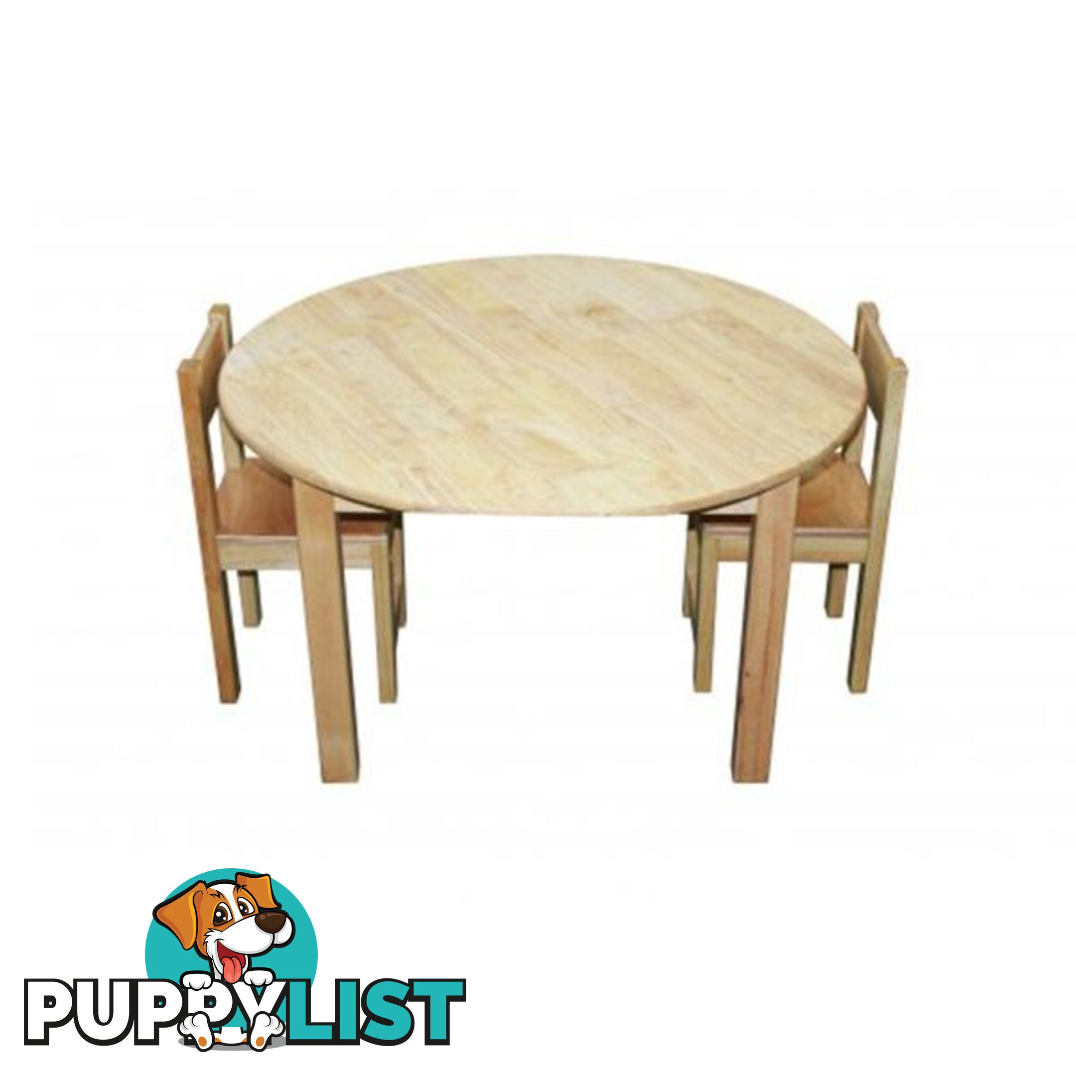 Rubberwood Round Table 75cm & 2 Standard Chairs - Qtoys - 8936074212846