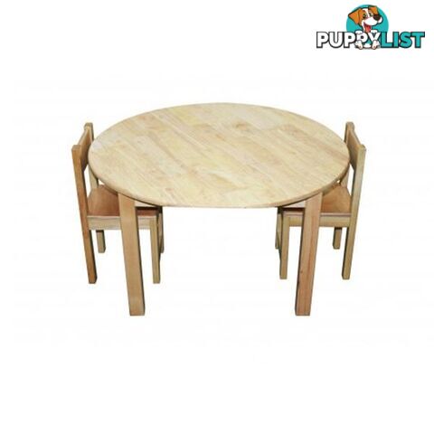 Rubberwood Round Table 75cm & 2 Standard Chairs - Qtoys - 8936074212846