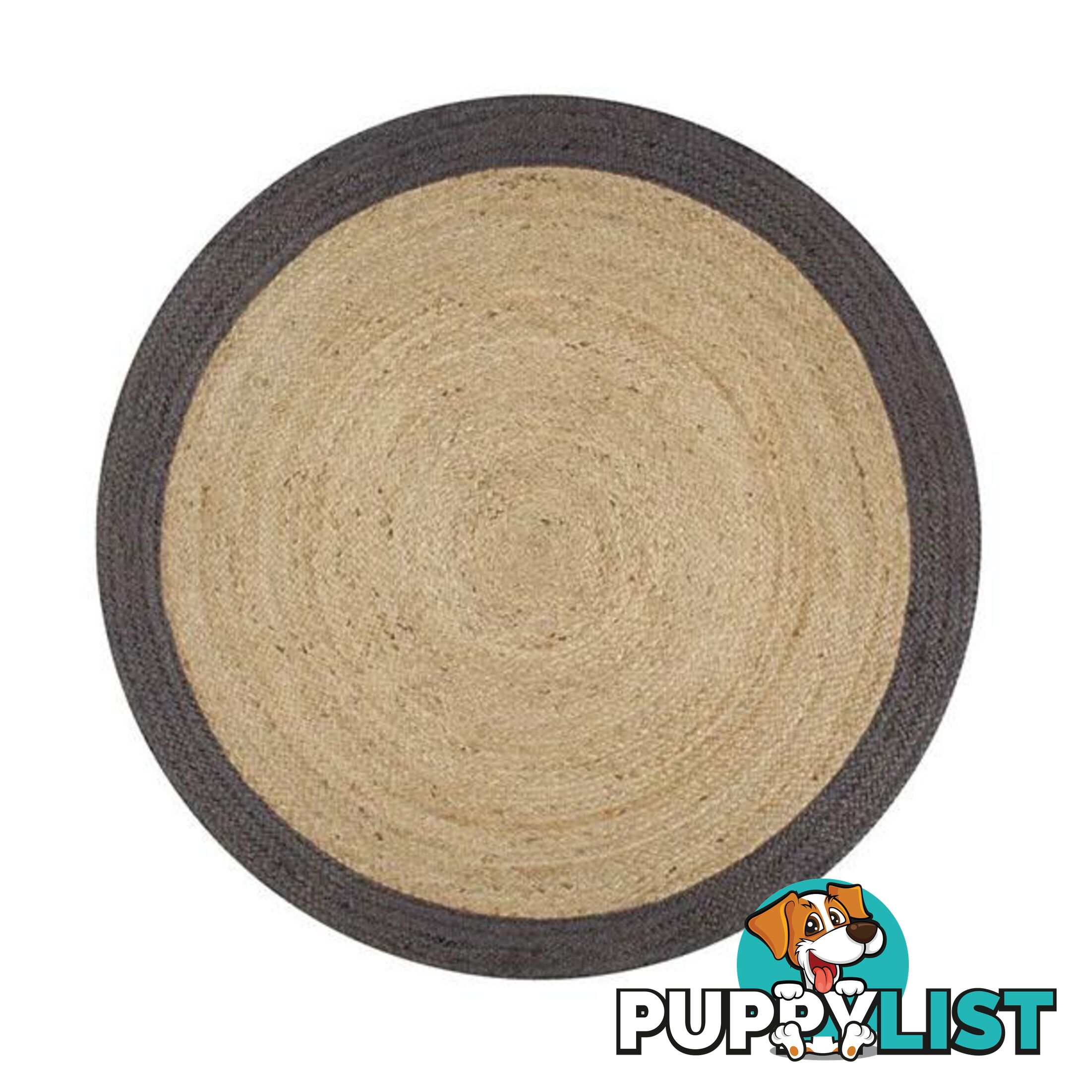 Handmade Rug Jute With Dark Grey Border 90 Cm - Unbranded - 8718475733164