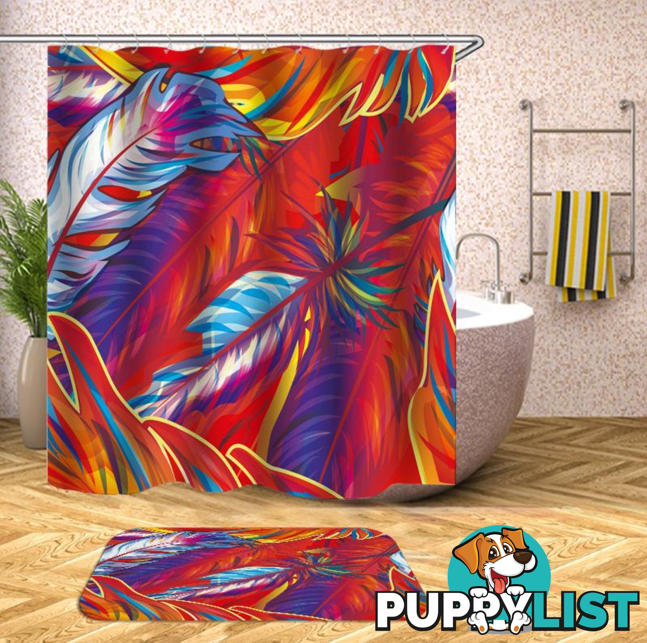 Fire Colors Feathers Shower Curtain - Curtains - 7427045968806