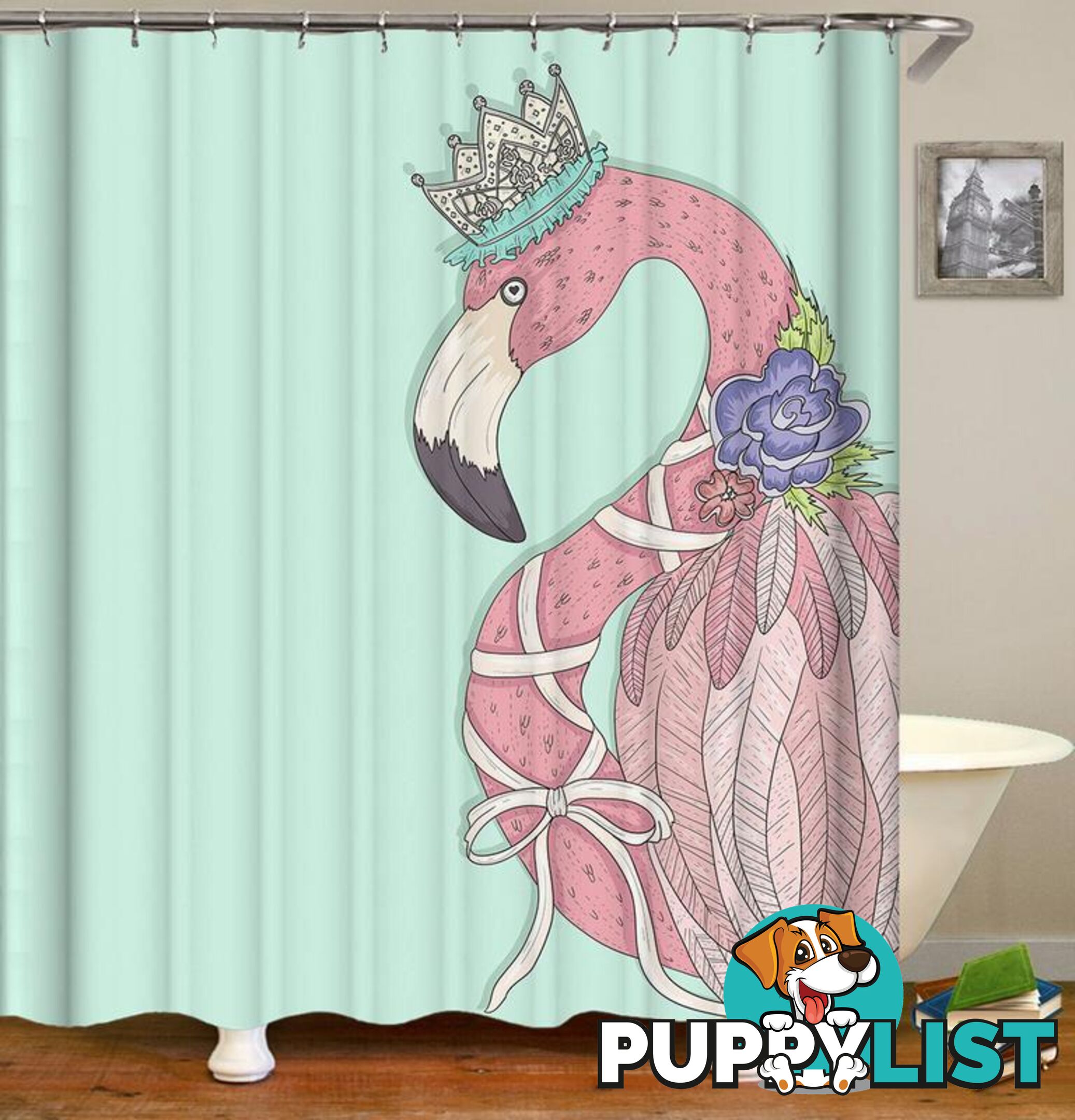 Queen Flamingo Shower Curtain - Curtain - 7427045971509