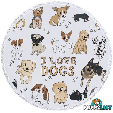 I Love Dogs Beach Towel - Towel - 7427046306157