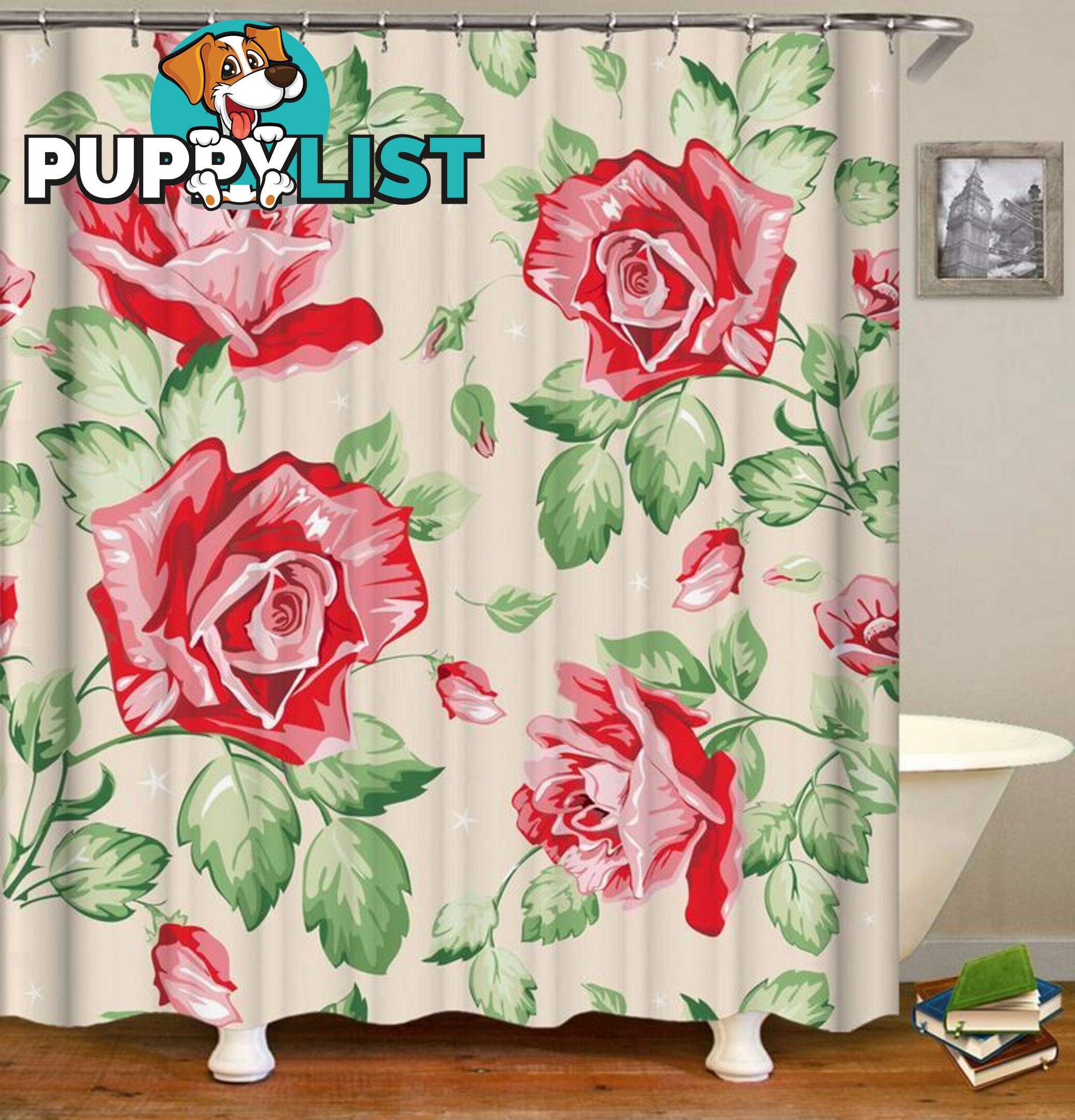 Classic Roses Drawing Shower Curtain - Curtain - 7427045938045