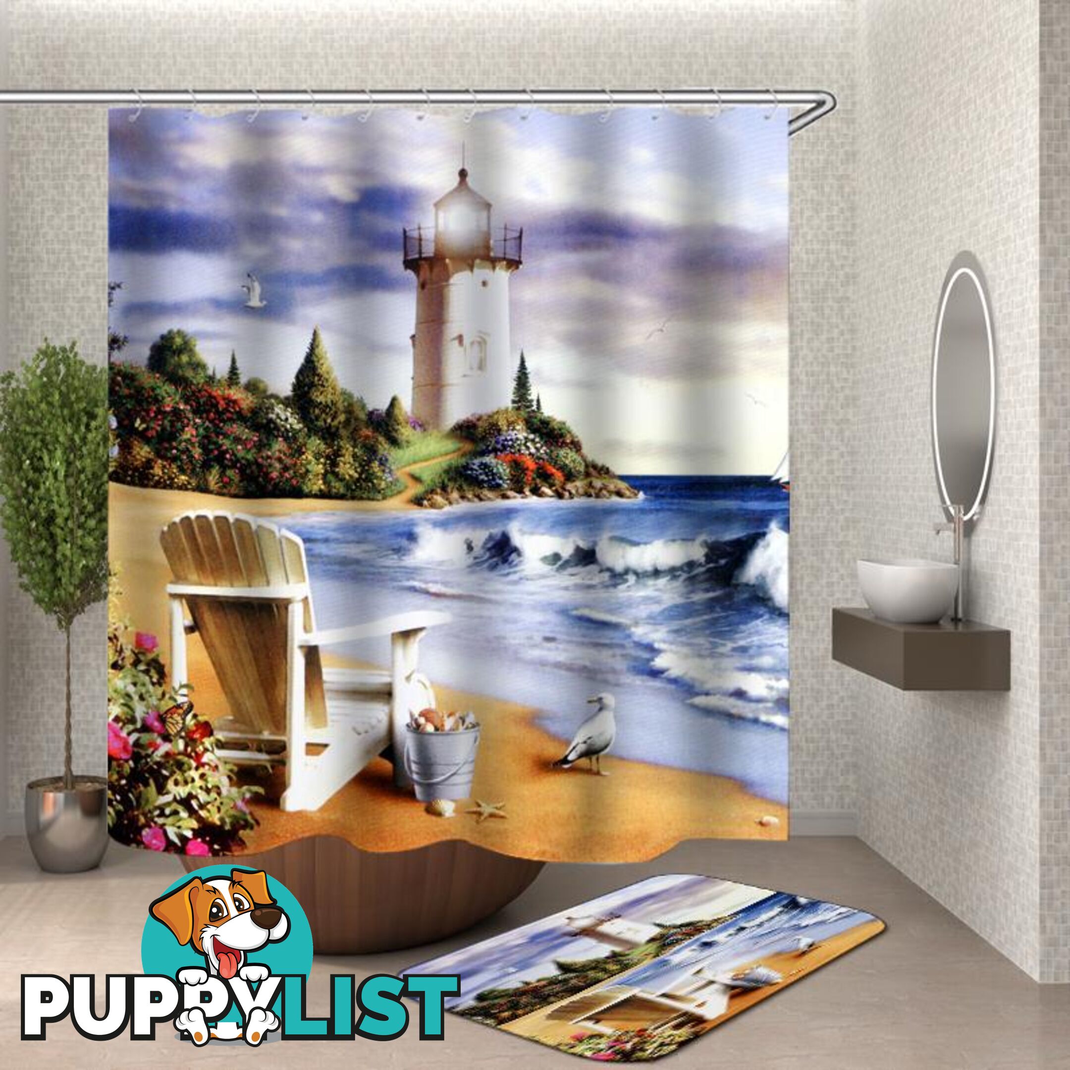 Coastal Lighthouse Shower Curtain - Curtain - 7427046106740