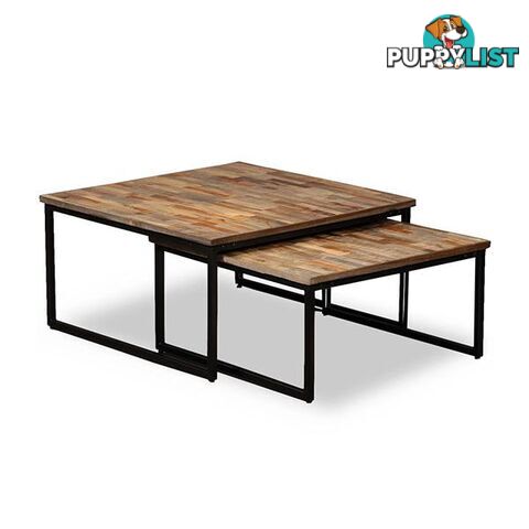 2 Piece Nesting Coffee Table Set Solid Reclaimed Teak - Unbranded - 7427005880292