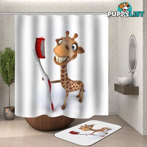 Cartoon Giraffe Shower Curtain - Curtain - 7427046115223