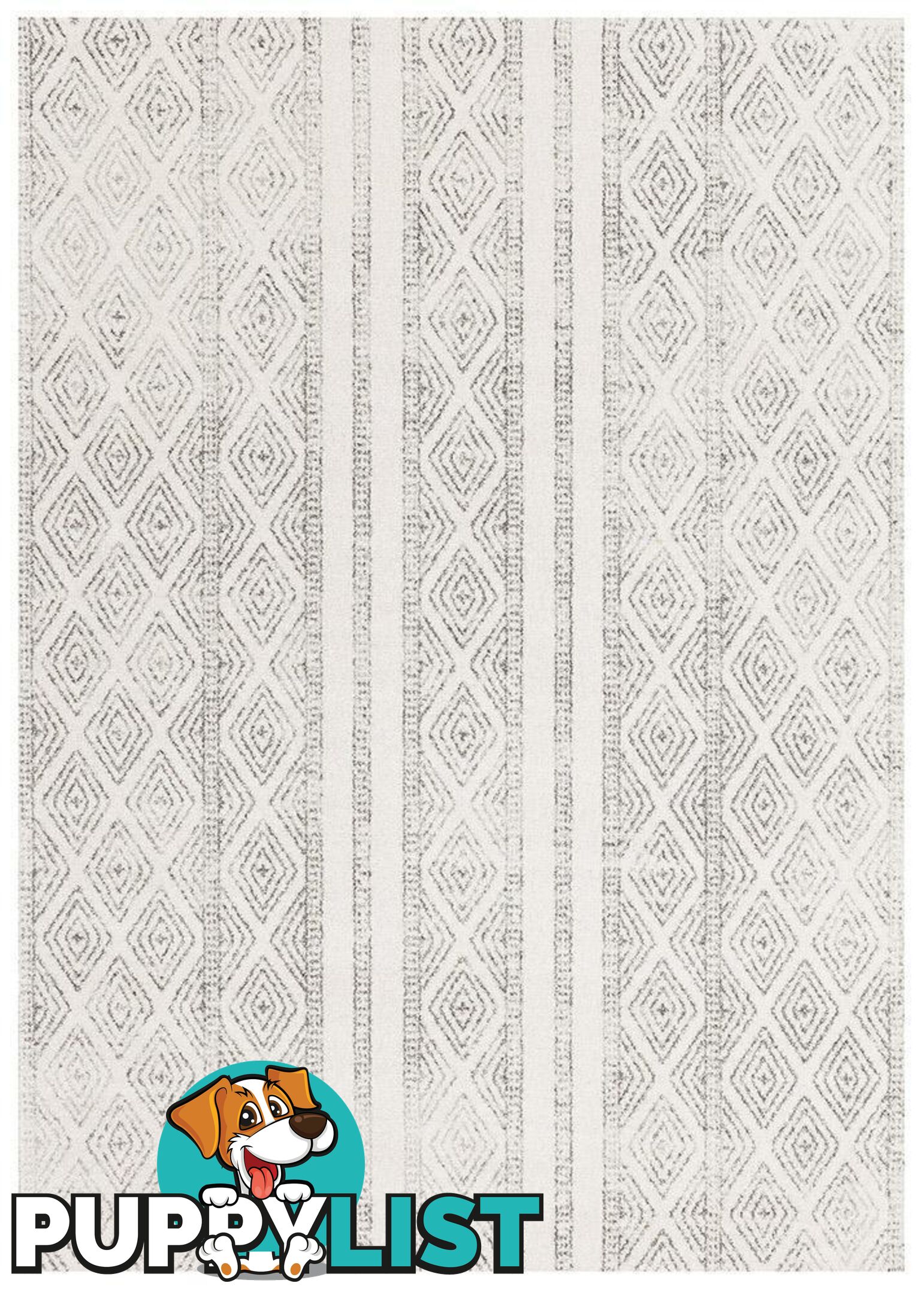 Oasis Salma White And Grey Tribal Rug - Unbranded - 9375321845212