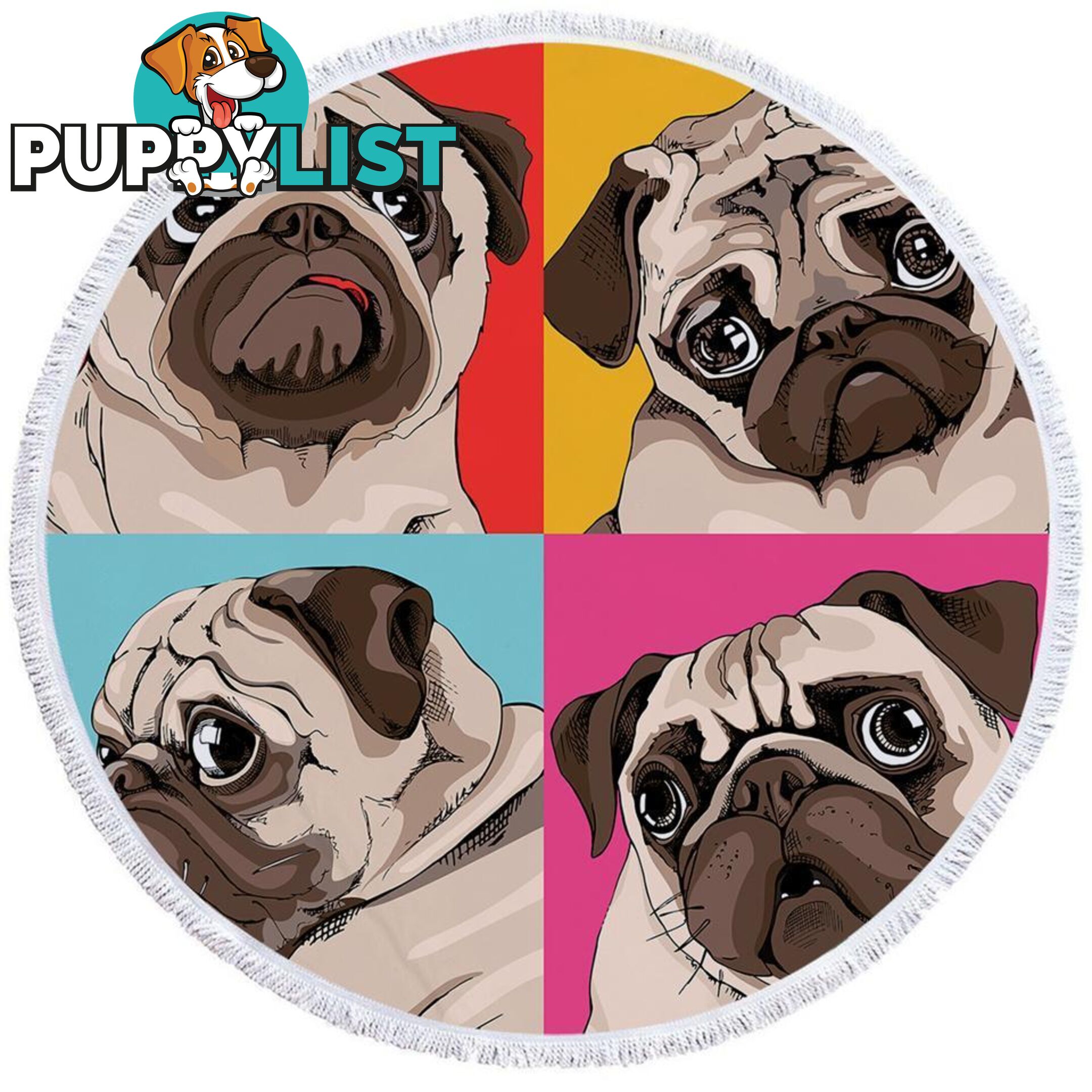 Adorable Pug Beach Towel - Towel - 7427046310000