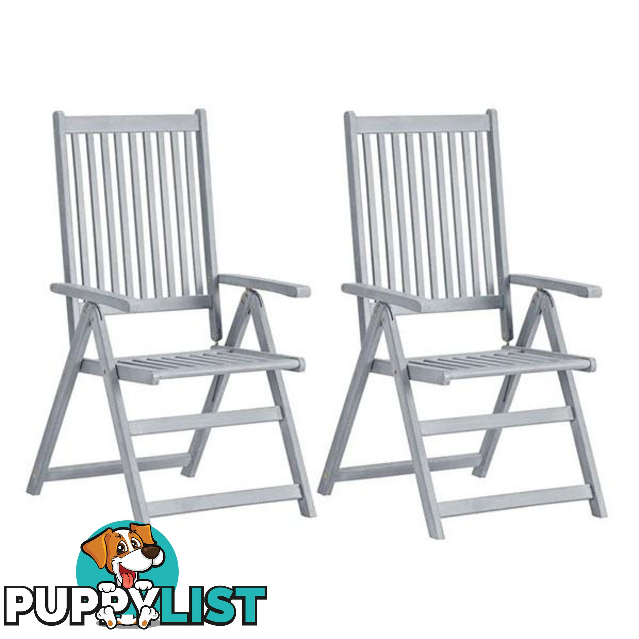 Garden Reclining Chairs 2 Pcs Grey Solid Acacia Wood - Unbranded - 8719883723068