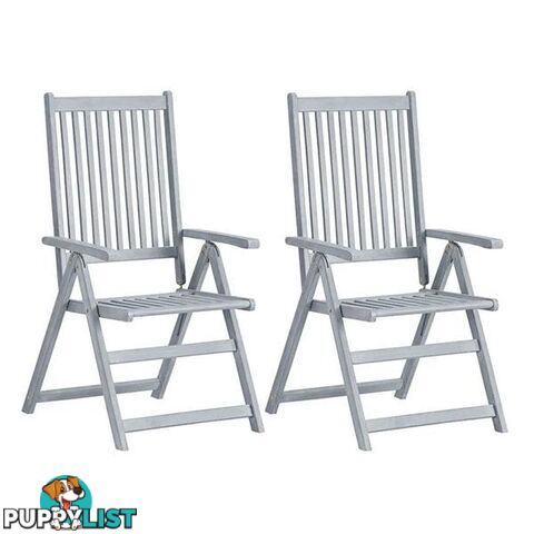 Garden Reclining Chairs 2 Pcs Grey Solid Acacia Wood - Unbranded - 8719883723068