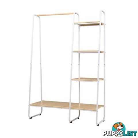 Closet Storage Rack Clothes Hanger Shelf Garment Rail Stand White - Unbranded - 9350062274514