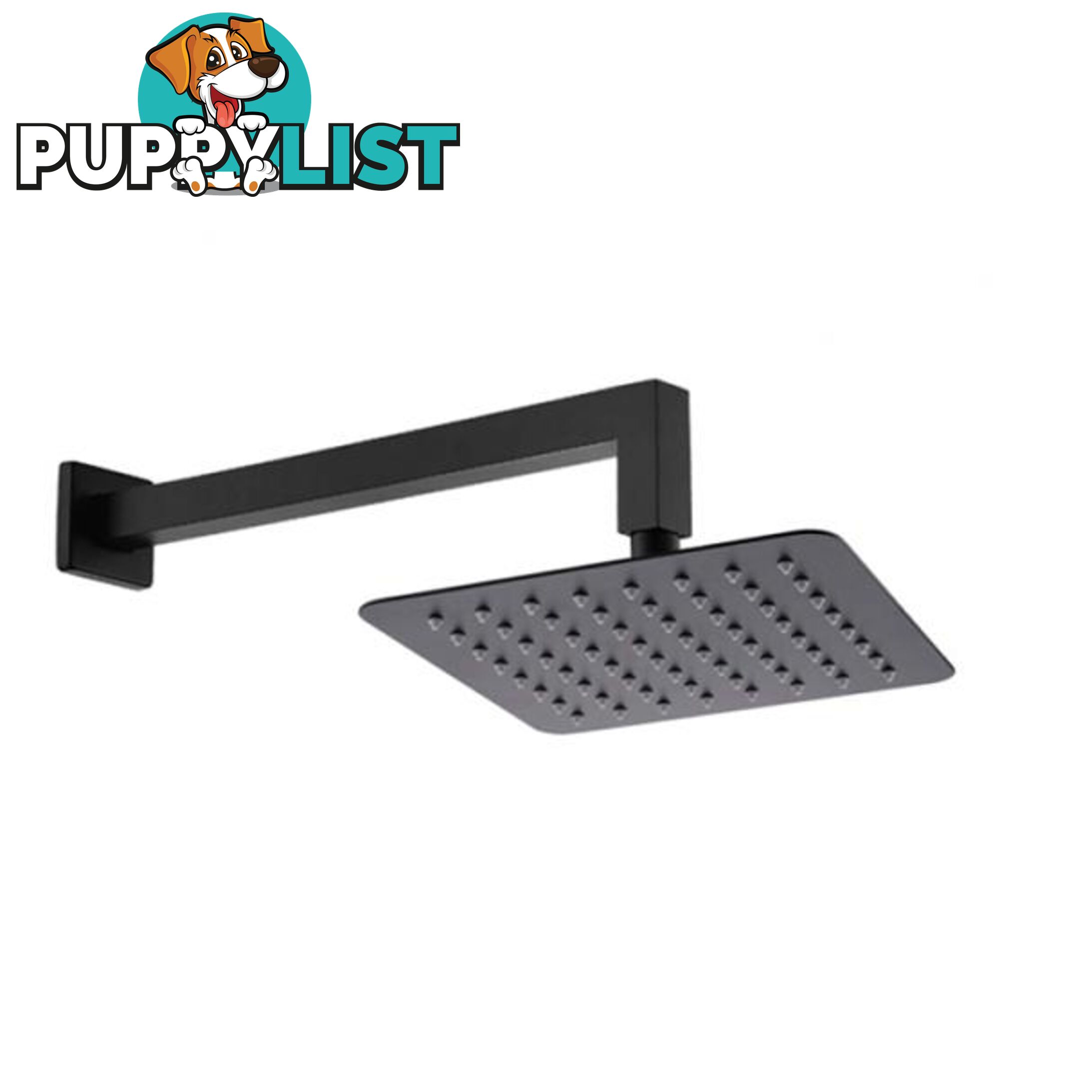 200 Mm 8 Inch Slim Black Rainfall Shower Head 400 Mm Wall Arm Set - Shower - 7427046204668