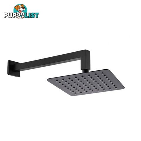 200 Mm 8 Inch Slim Black Rainfall Shower Head 400 Mm Wall Arm Set - Shower - 7427046204668