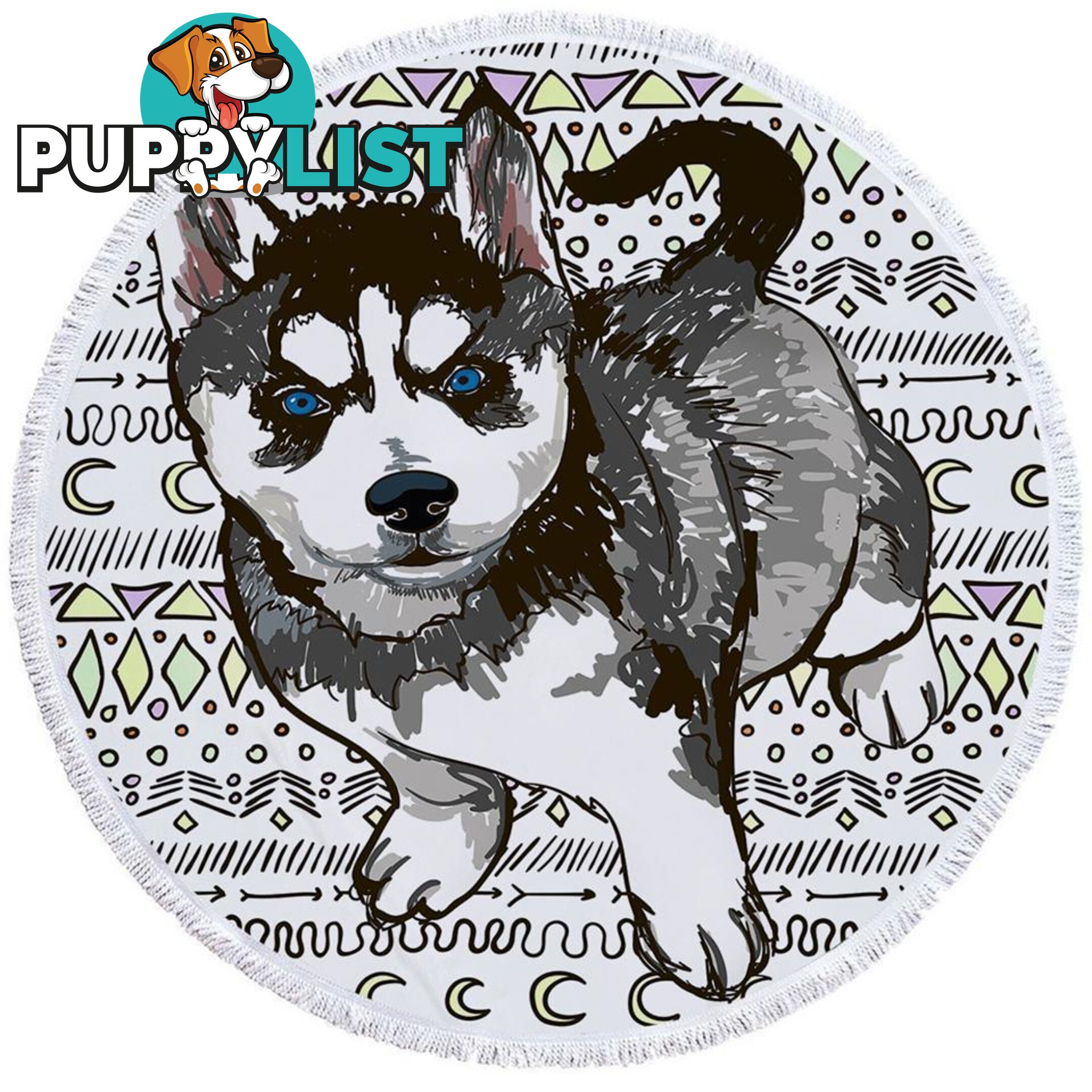 Husky Puppy Beach Towel - Towel - 7427046316125