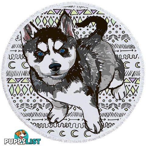 Husky Puppy Beach Towel - Towel - 7427046316125