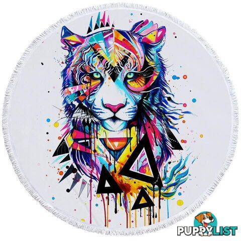 Colorful Art Lion Beach Towel - Towel - 7427046328906