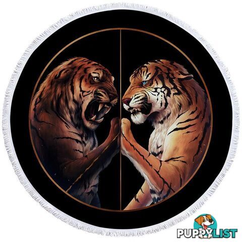 Tigers Fight Beach Towel - Towel - 7427046329323