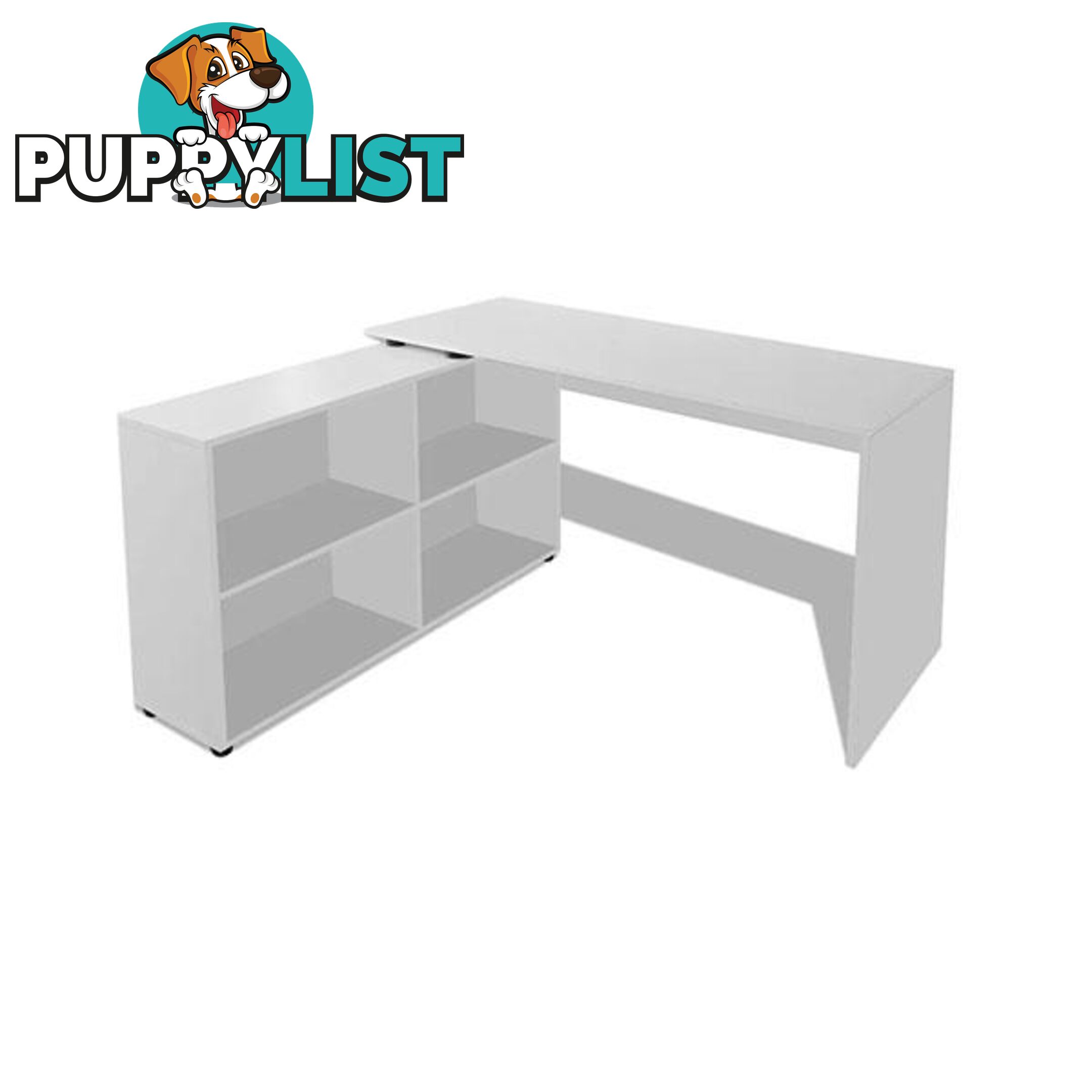 Corner Desk 4 Shelves White - Unbranded - 8718475977353