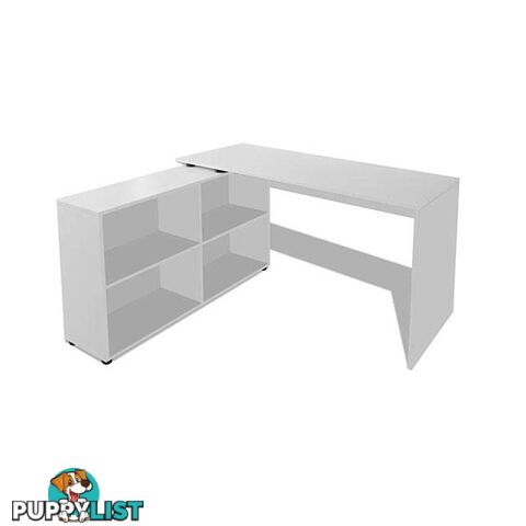 Corner Desk 4 Shelves White - Unbranded - 8718475977353