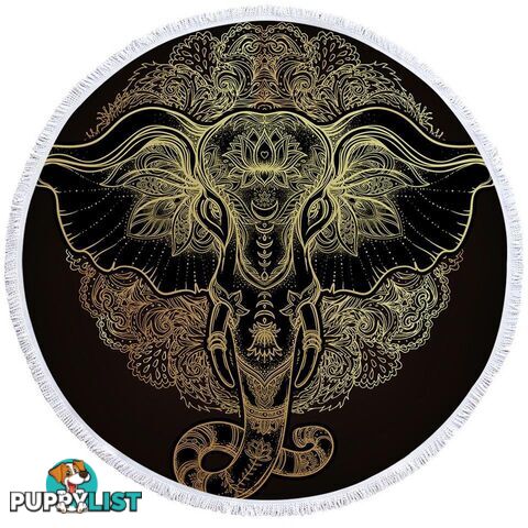 Golden Indian Elephant Beach Towel - Towel - 7427046330862