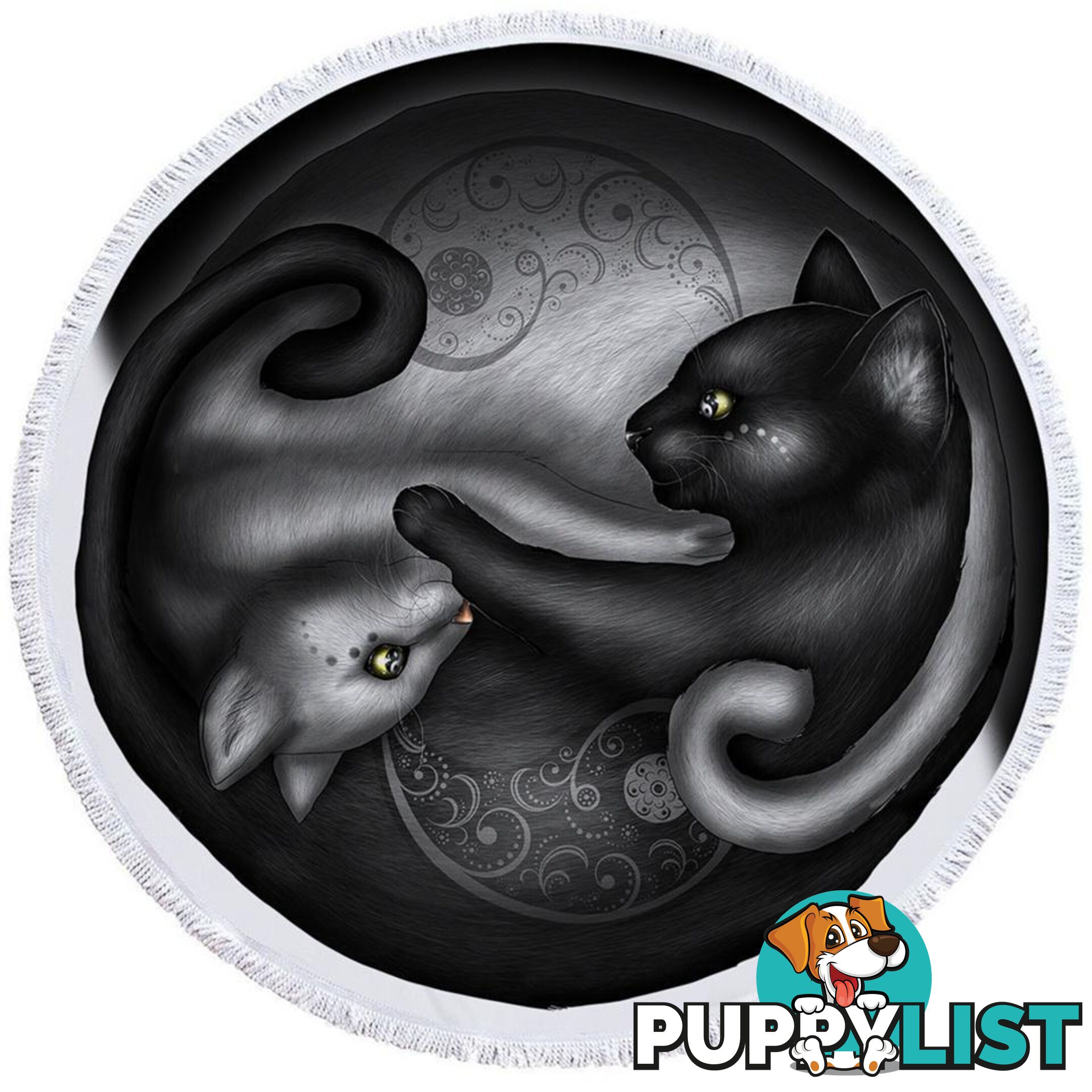 Yin and Yang Cats Beach Towel - Towel - 7427046329644