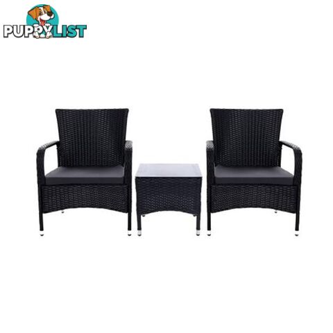 Outdoor Furniture Patio Set Wicker Rattan Outdoor Chairs Table 3 Pcs - Gardeon - 9355720017571