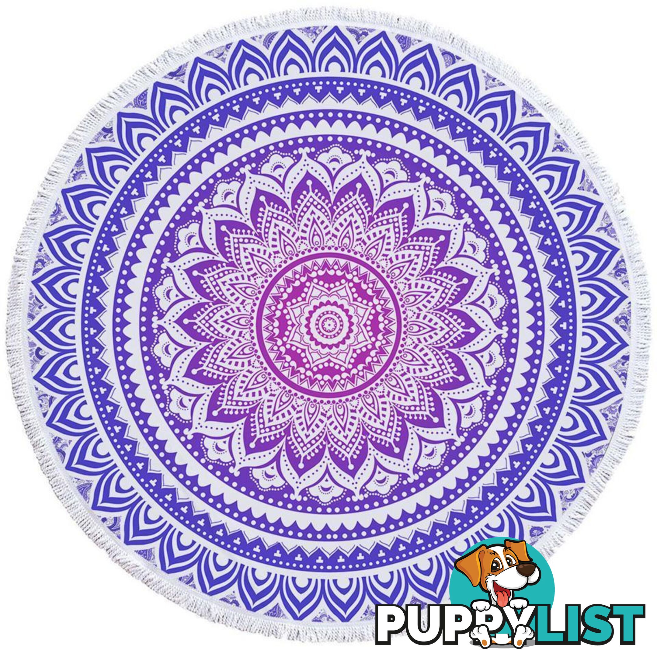 Mandala Over White Beach Towel - Towel - 7427046321877