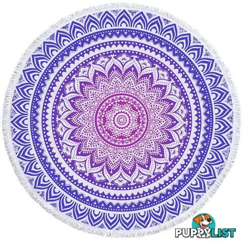 Mandala Over White Beach Towel - Towel - 7427046321877