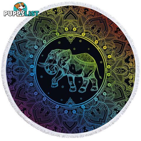 Colorful Indian Elephant Beach Towel - Towel - 7427046318860