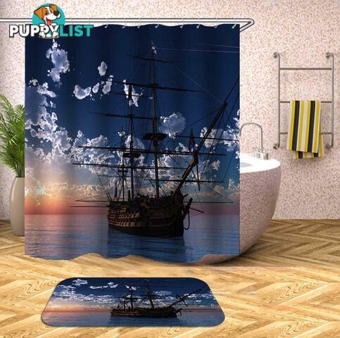 Sailing Ship On The Open Sea Shower Curtain - Curtain - 7427046050838
