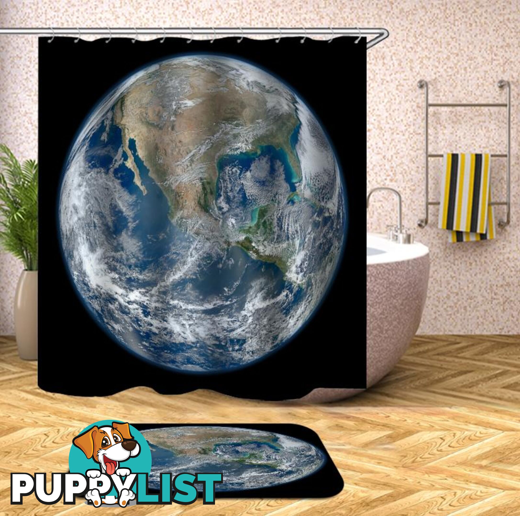 Planet Earth Shower Curtain - Curtain - 7427046008495