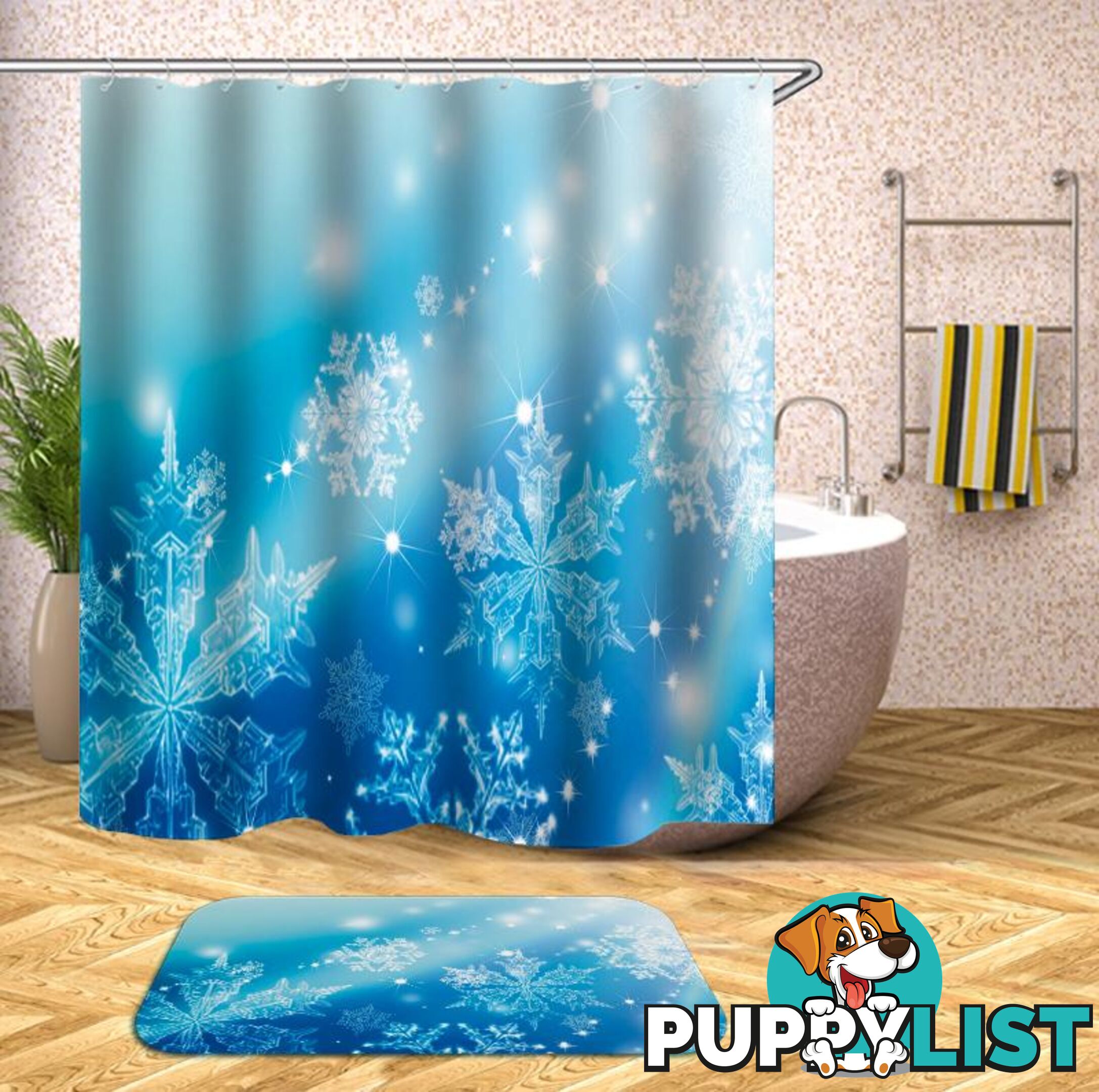 Shiny Snowflakes Shower Curtain - Curtain - 7427045959354