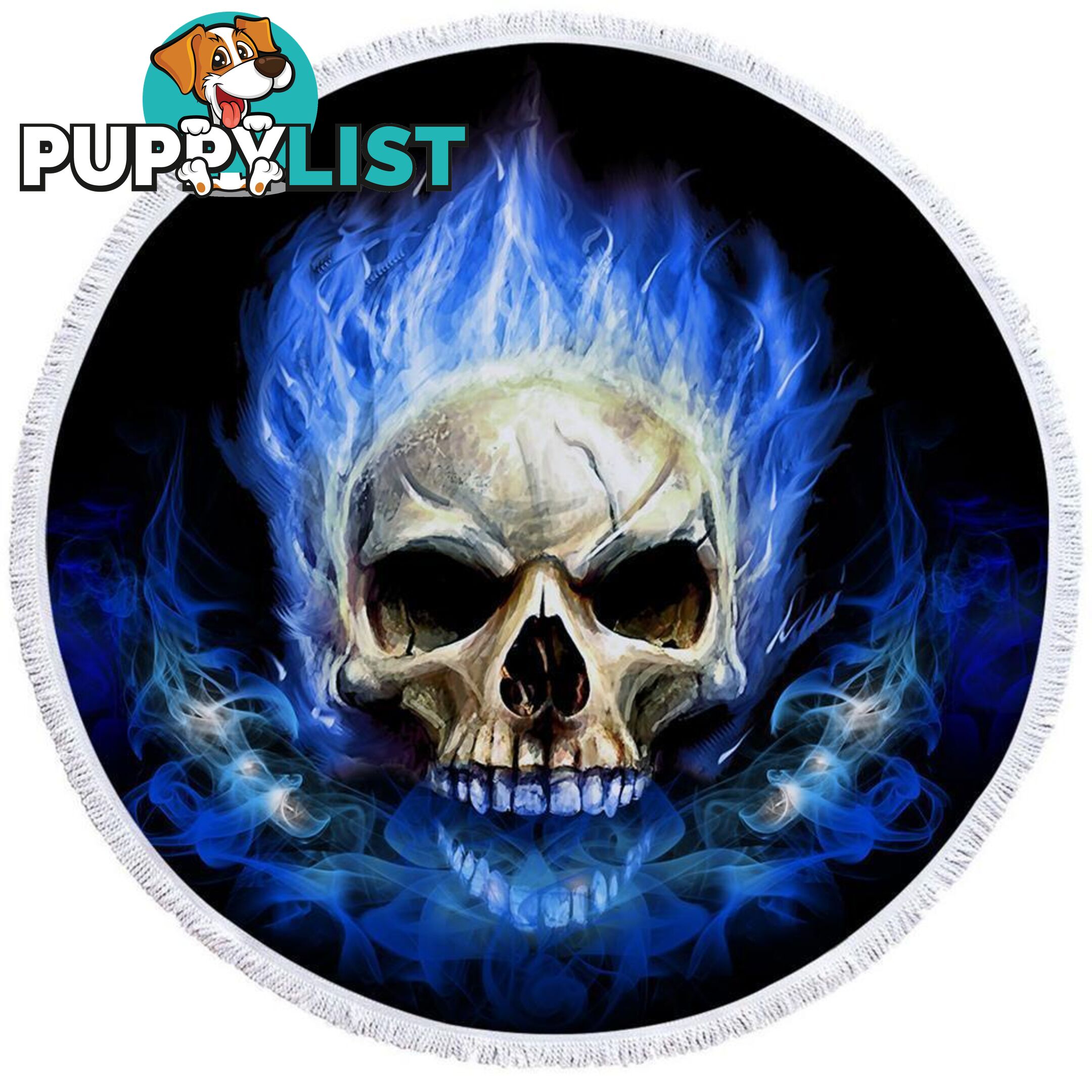 Blue Flames Skull Beach Towel - Towel - 7427046312479