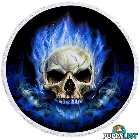 Blue Flames Skull Beach Towel - Towel - 7427046312479