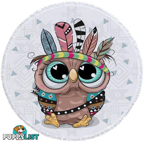 Sweet Native American Baby Owl Beach Towel - Towel - 7427046316873