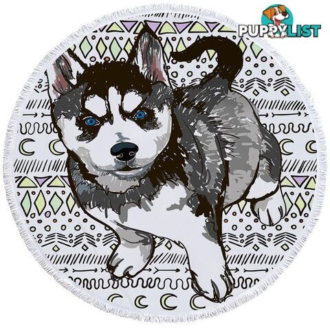 Husky Puppy Beach Towel - Towel - 7427046316095