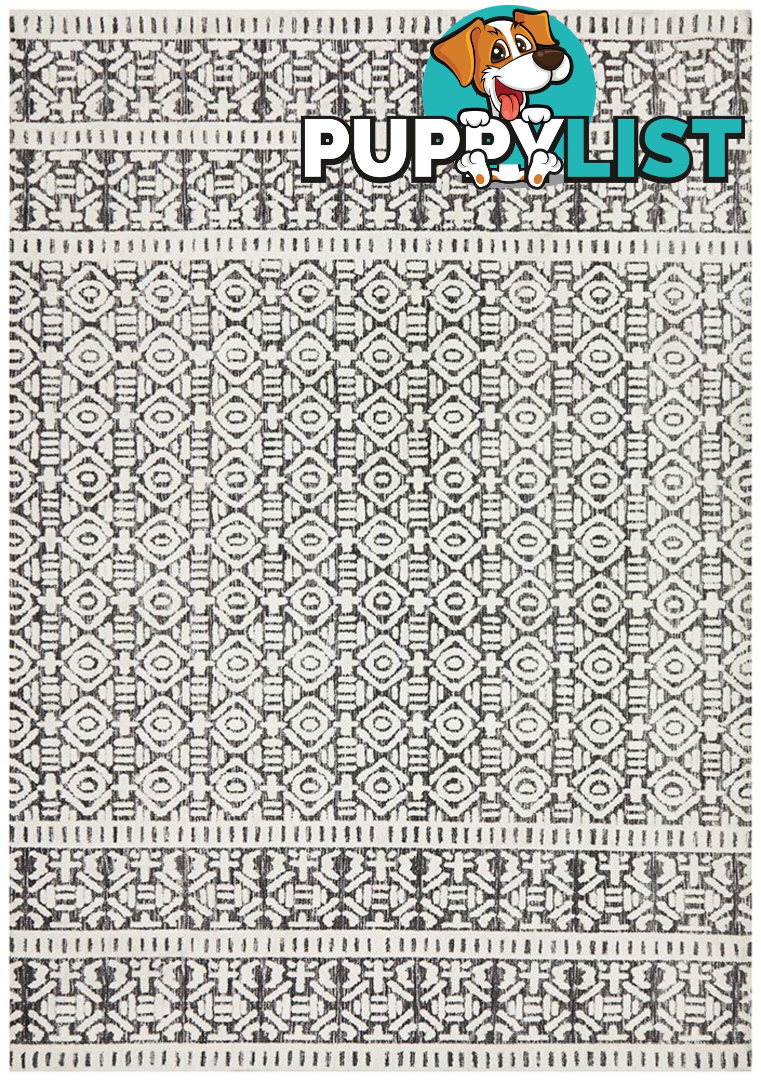 Levi Adonis Ivory Black Rug - Unbranded - 9375321847735