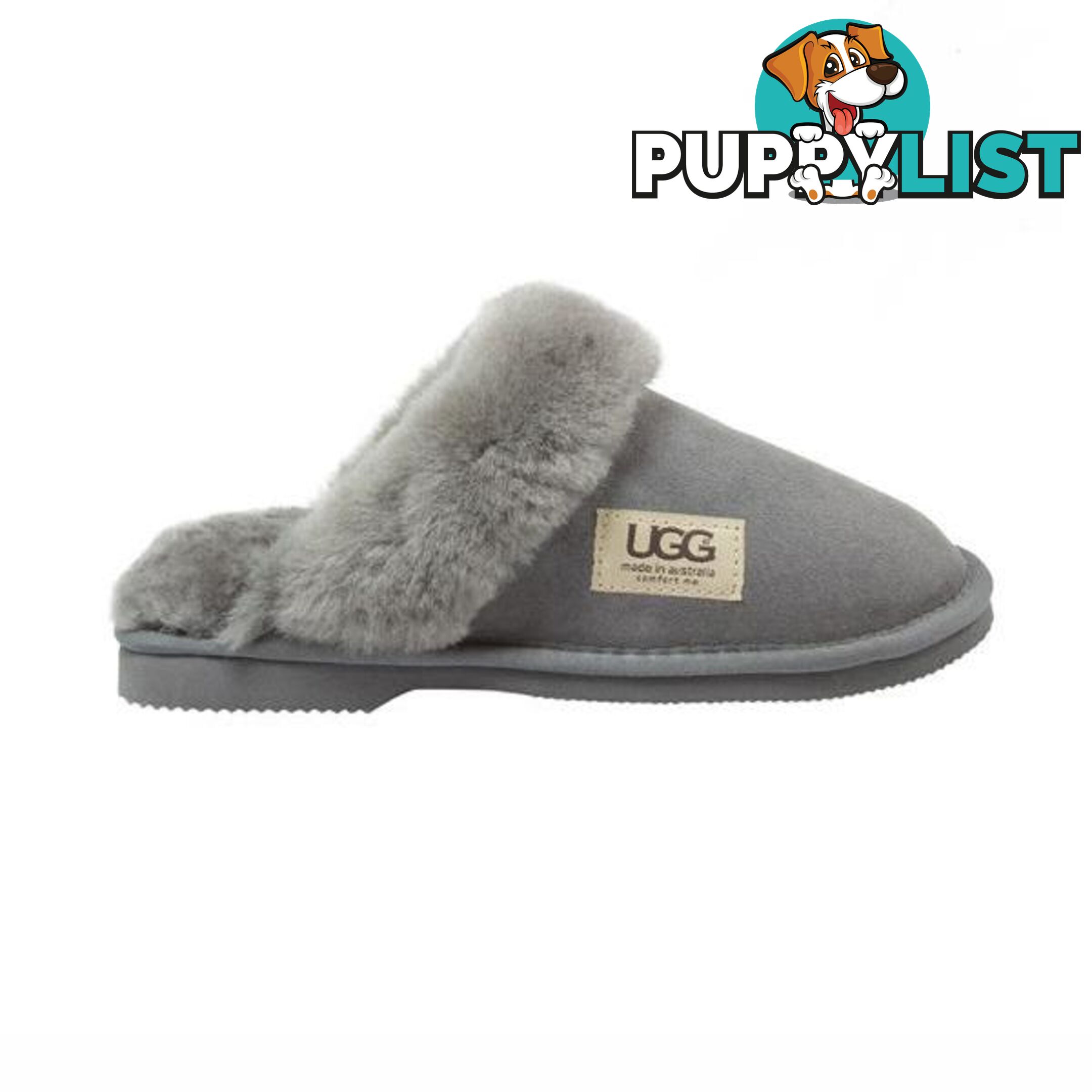 UGG Merino Sheepskin Fur Trim Scuff Memory Foam Grey - UGG - 822427523920