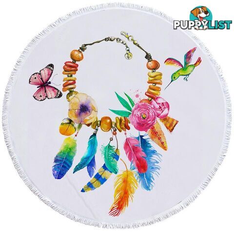 Colorful Feather Necklace Beach Towel - Towel - 7427046308045