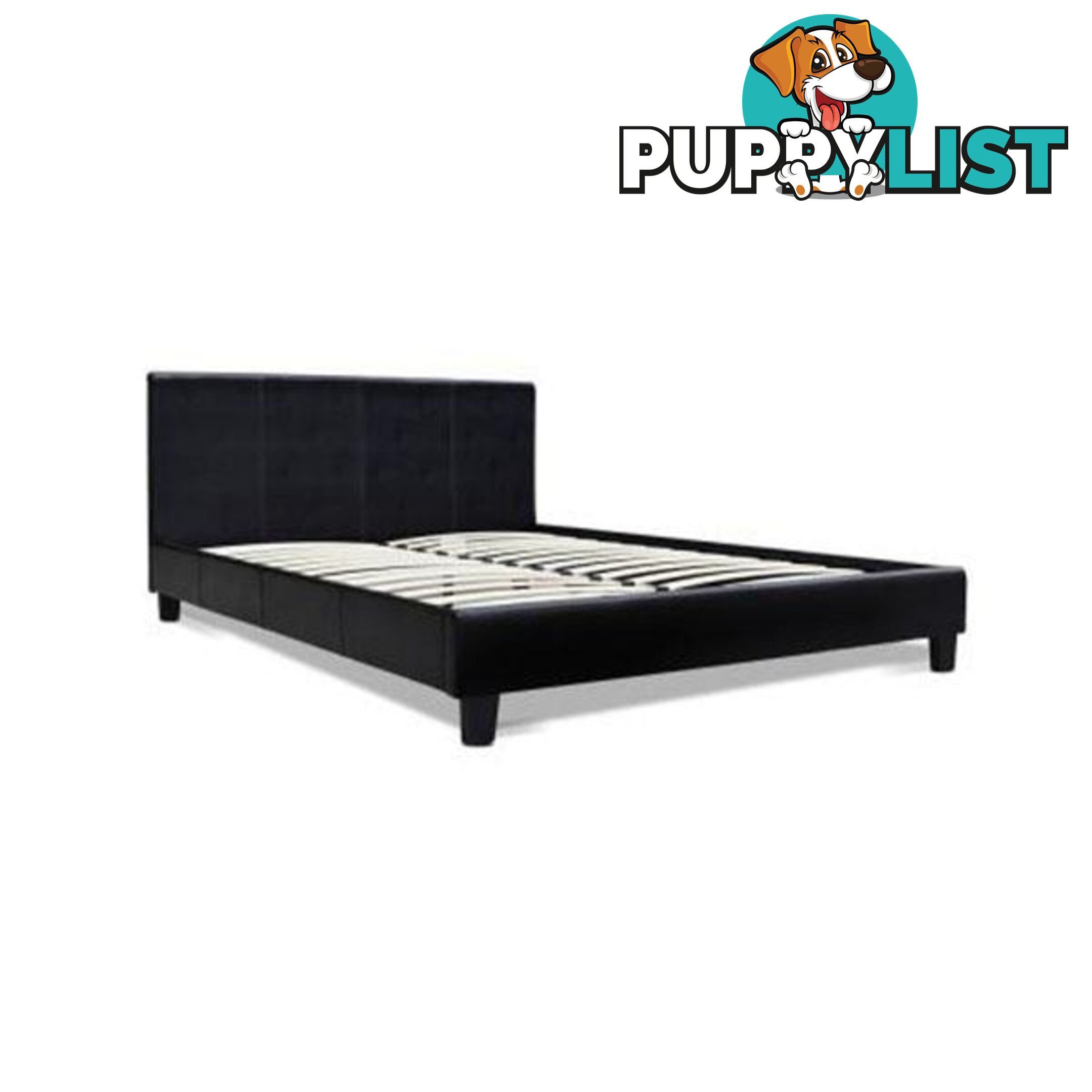 PVC Leather Bed Frame Black - Artiss - 4344744398822