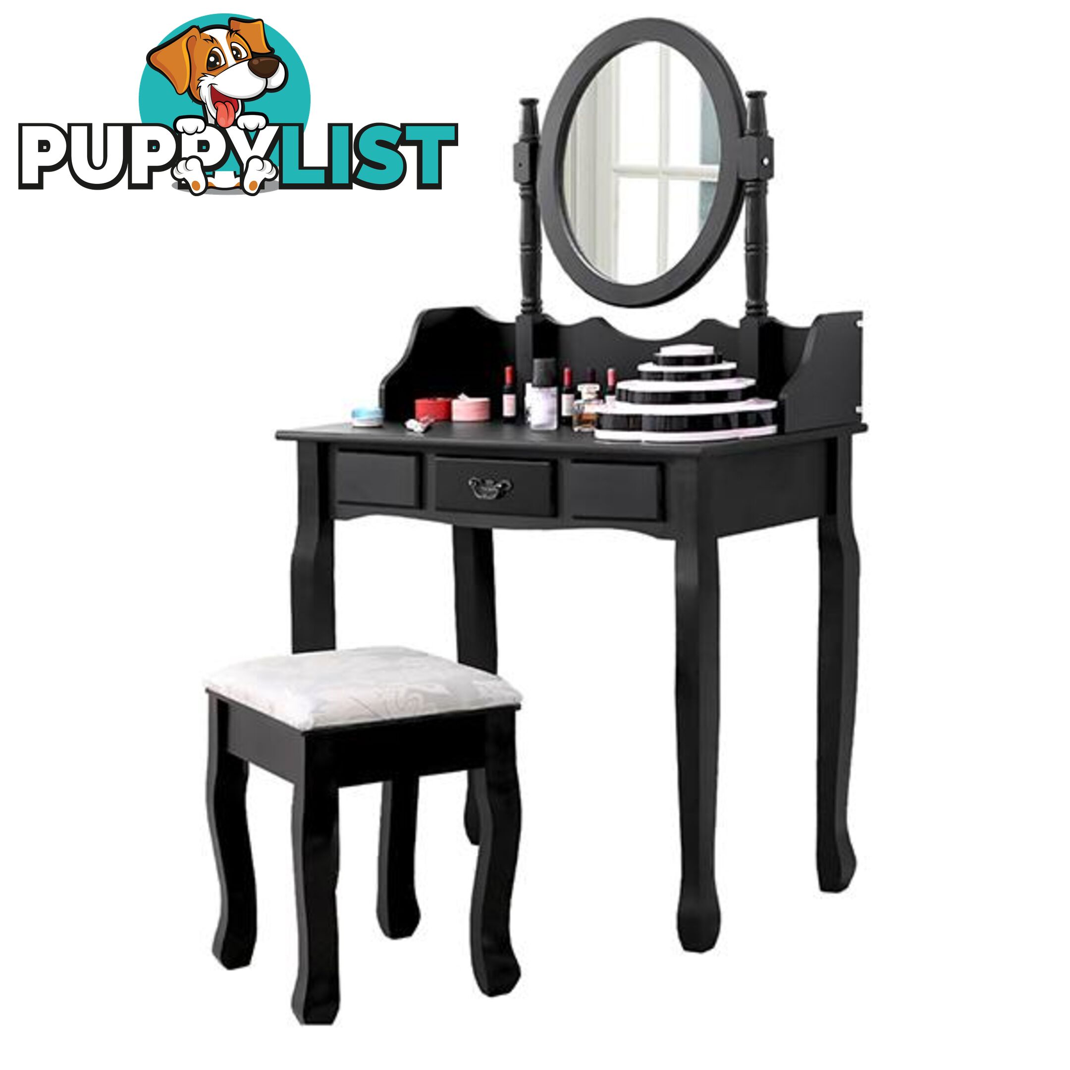 Dressing Table Stool Mirrors Jewellery Cabinet 3 Drawers Organizer - Unbranded - 615517380738