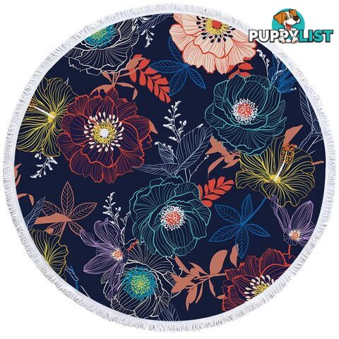 Multi Colored Flowers Beach Towel - Towel - 7427046339858