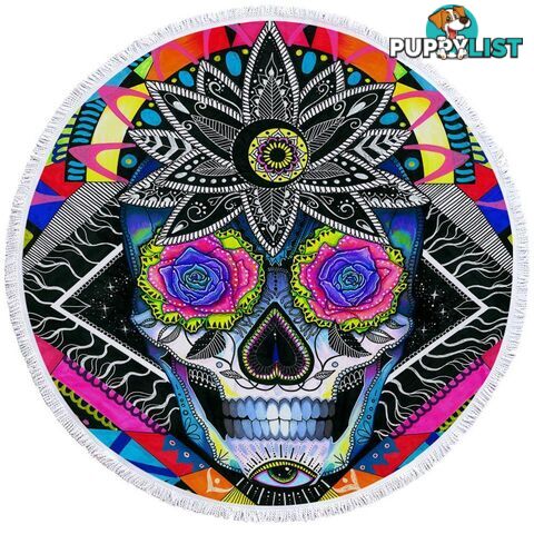 Psychedelic Roses Eyes Skull Beach Towel - Towel - 7427046314794