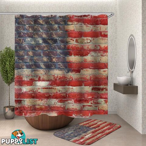 Brick Wall American Flag Shower Curtain - Curtain - 7427046112734