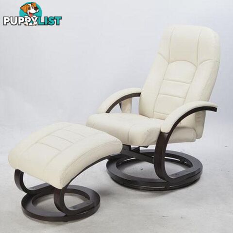 Deluxe Massage Recliner with Footrest - Cream - Unbranded - 4344744435640