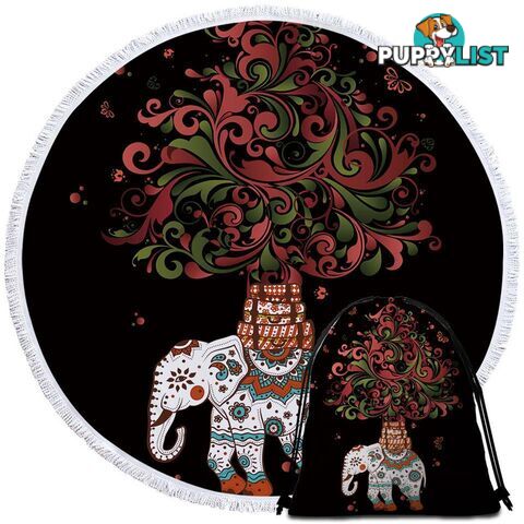 Red and Green Ornaments Indian Elephant Beach Towel - Towel - 7427046326650