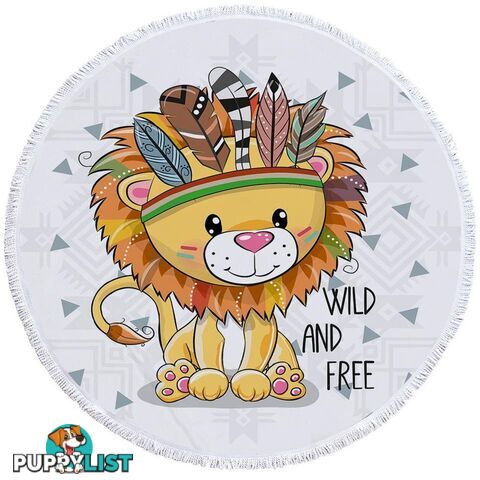 Sweet Native American Lion Cub Beach Towel - Towel - 7427046316828