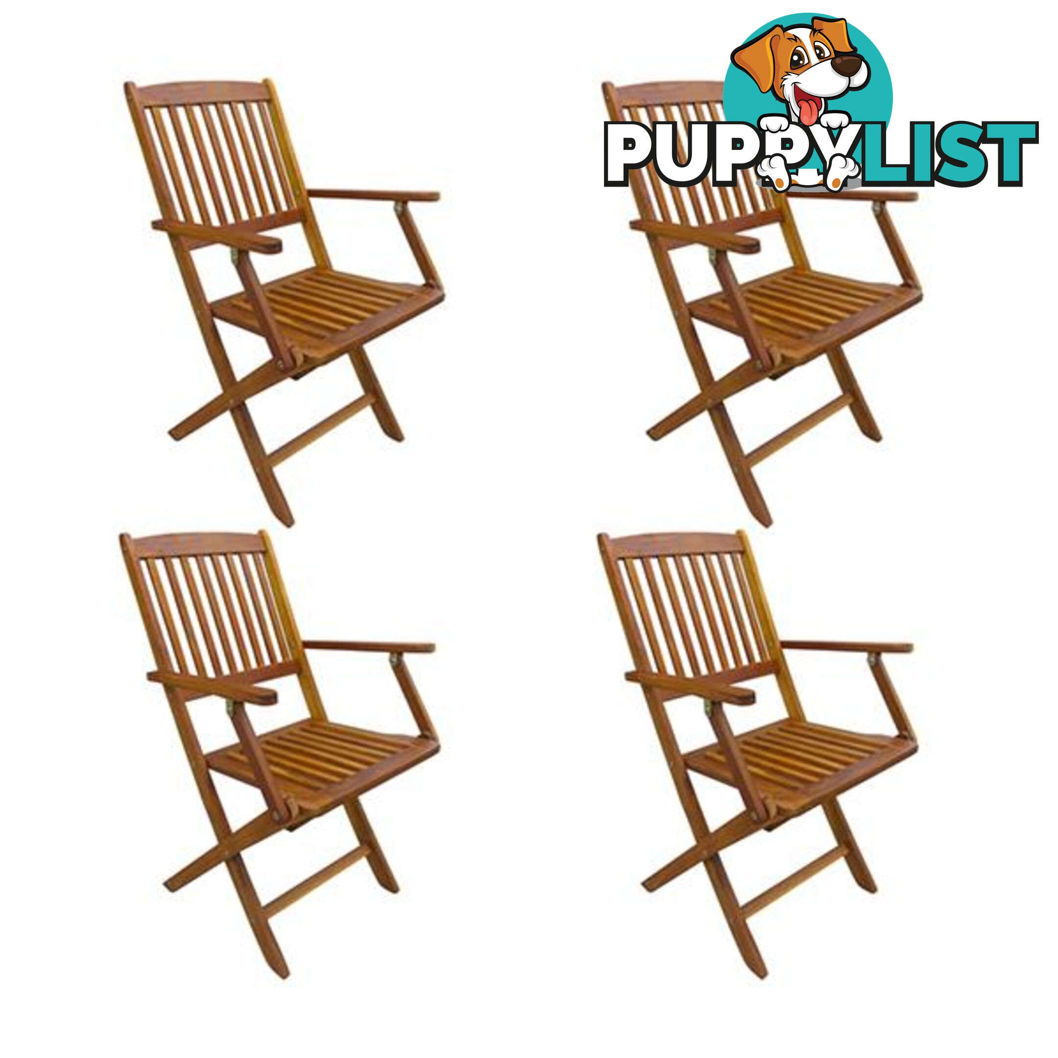 Folding Outdoor Chairs 4 Pcs Solid Acacia Wood - Unbranded - 787976576028